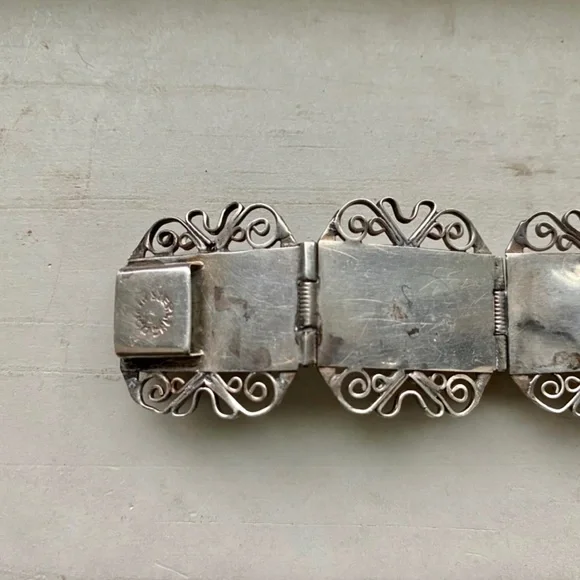 Sterling onyx vintage bracelet - Picture 8 of 11